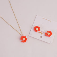 Locket Earring Set Red