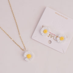 Locket Earring Set White