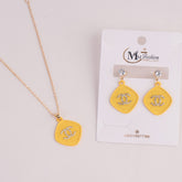 Locket Earring Set Yellow
