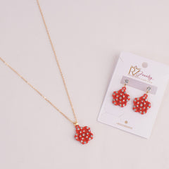 Locket Earring Set Red