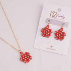 Locket Earring Set Red