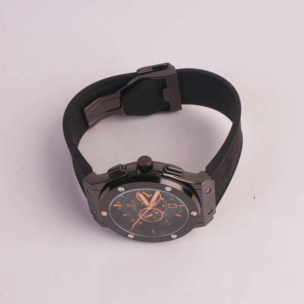 Black Strap Black Dial 1352 Men's Wrist Watch