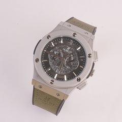 Green Strap Silver Dial 1352 Men's Wrist Watch