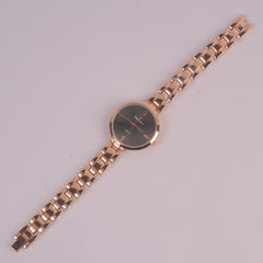 Women Rosegold Chain Watch Black Dial FCO