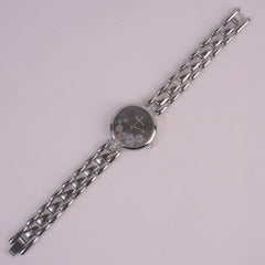 Women Silver Chain Watch Black Dial FCO