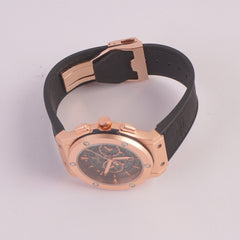Black Strap Rosegold Dial 1352 Men's Wrist Watch