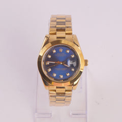 Mens Chain Golden Wrist Watch Blue R