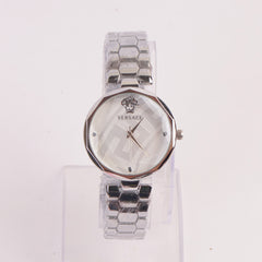Womens Chain Watch Silver with White Dial