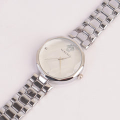 Womens Chain Watch Silver with White Dial