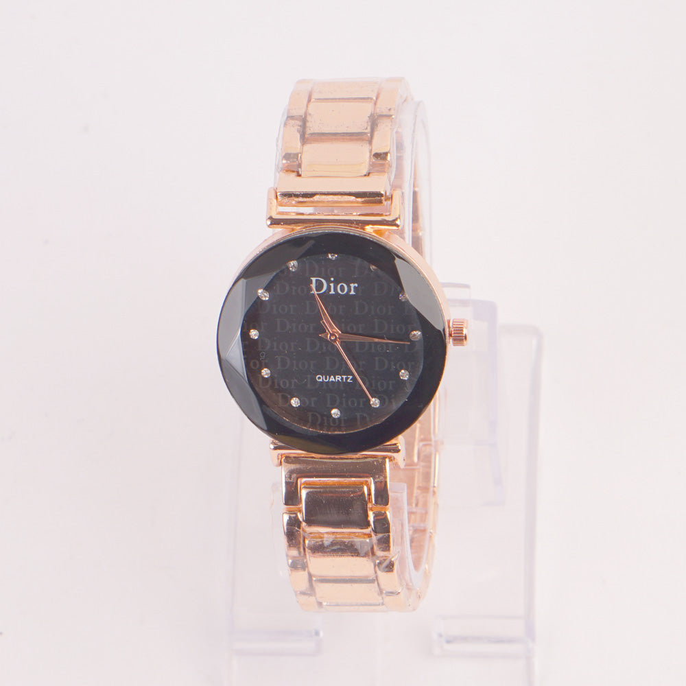 Women Chain Watch Rosegold with Black Dial DR