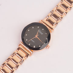 Women Chain Watch Rosegold with Black Dial DR