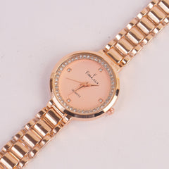 Women Rosegold Chain Watch With Pink Dial