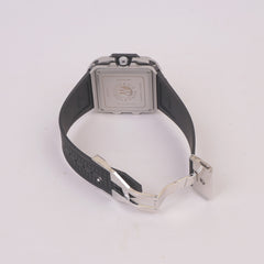 Black Strap Silver Dial Men's Wrist Watch HB