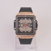 Black Strap Rosegold Grey Dial Men's Wrist Watch HB