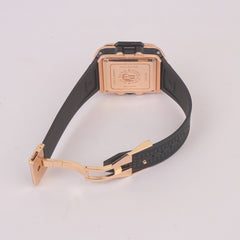 Black Strap Rosegold Dial Men's Wrist Watch HB