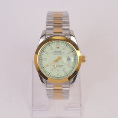 Two Tone Chain Wrist Watch Light Green R