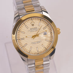 Two Tone Chain Wrist Watch Light Yellow R