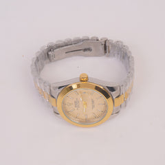 Two Tone Chain Wrist Watch Light Yellow R
