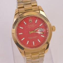Golden Chain Wrist Watch With Red Dial R