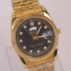 Golden Chain Wrist Watch With Black Dial R