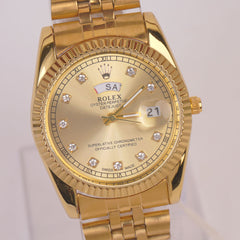 Golden Chain Wrist Watch With Golden Dial R