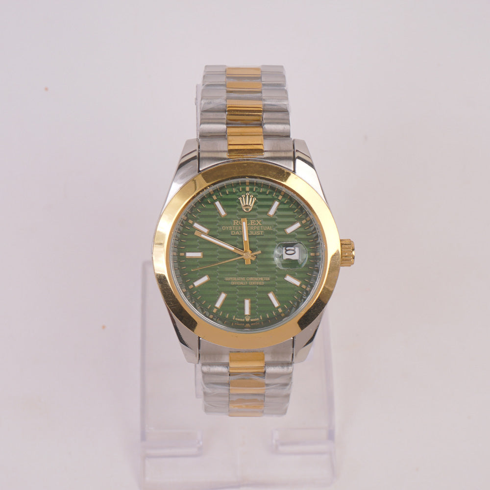 Two Tone Chain Wrist Watch Green R