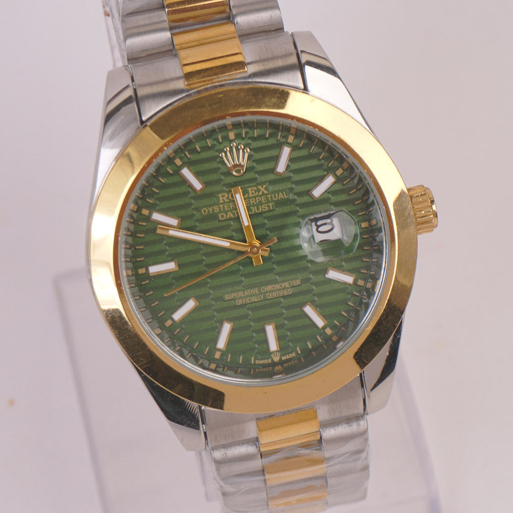 Two Tone Chain Wrist Watch Green R