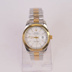 Two Tone Chain Wrist Watch White R