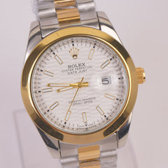 Two Tone Chain Wrist Watch White R