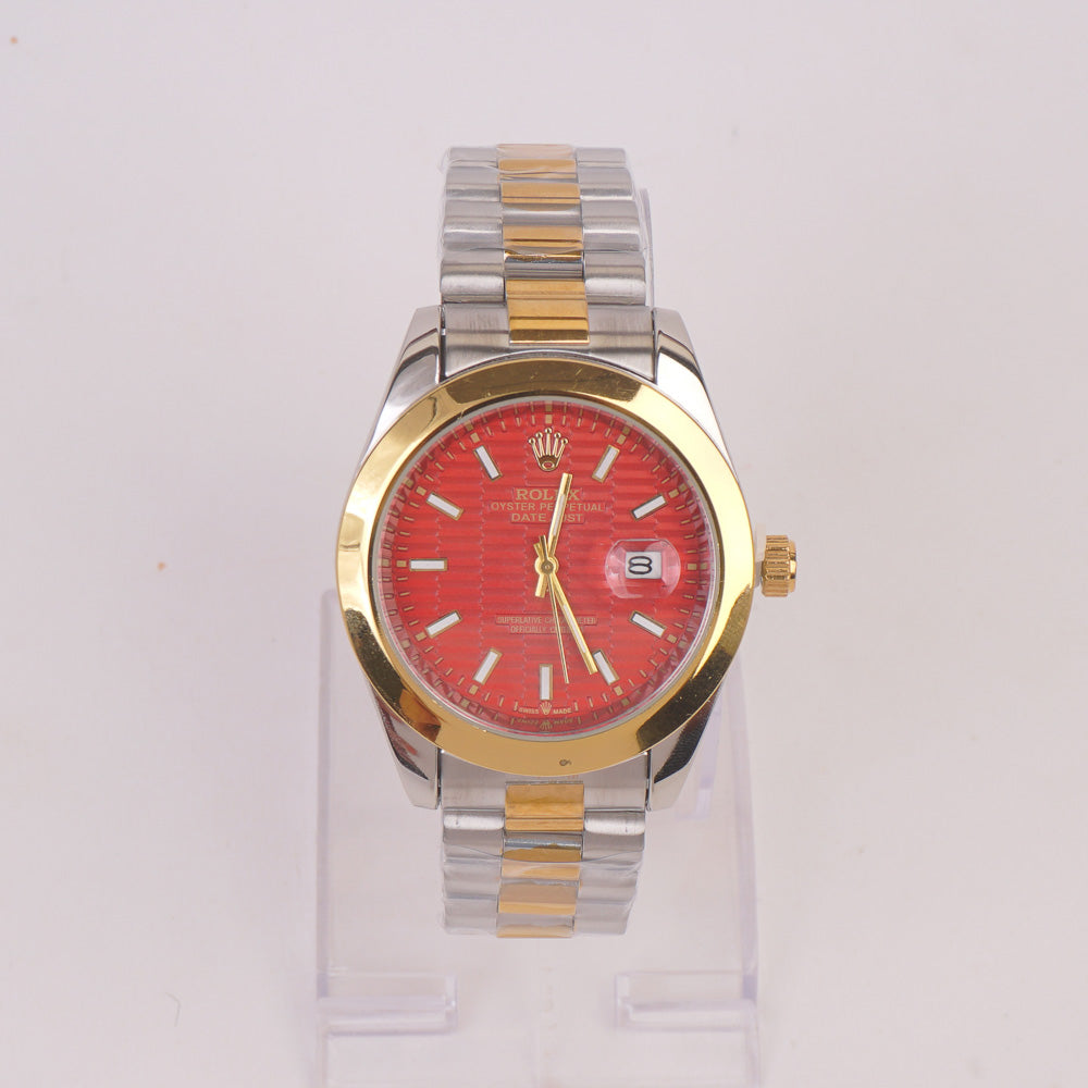 Two Tone Chain Wrist Watch Red R
