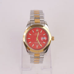 Two Tone Chain Wrist Watch Red R