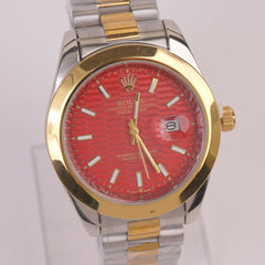 Two Tone Chain Wrist Watch Red R