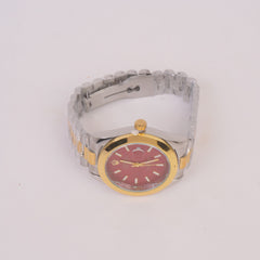 Two Tone Chain Wrist Watch Red R