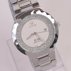 Silver Chain Wrist Watch with Whit Dial