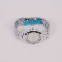 Silver Chain Wrist Watch with Whit Dial