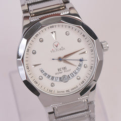 Silver Chain Wrist Watch with White Dial