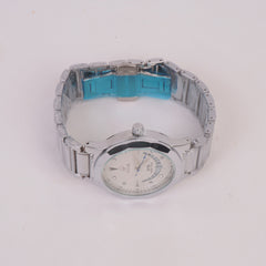 Silver Chain Wrist Watch with White Dial