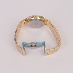 Two Tone Silver Chain Wrist Watch with White Dial