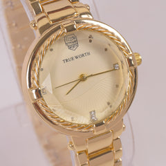 Women Chain Watch Golden with Golden Dial
