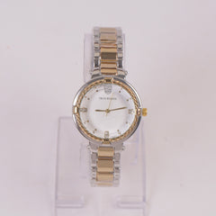 Two Tone Women Chain Watch Golden with White Dial