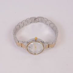 Two Tone Women Chain Watch Golden with White Dial
