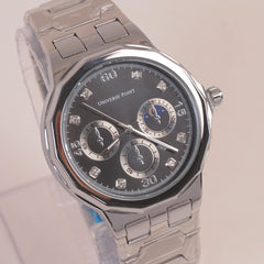 Mens Chain Silver Wrist Watch Black Dial