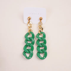 Women Chain Style Earring Green