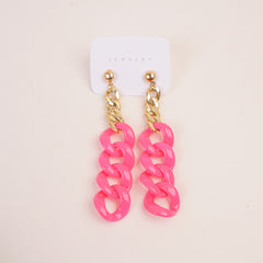 Women Chain Style Earring Pink