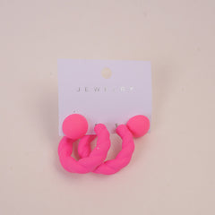 Rope Design Women Earring Dark Pink