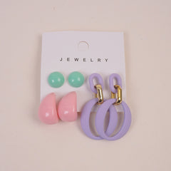 Women Earring 6pcs Set Purple