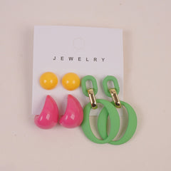 Women Earring 6pcs Set Green