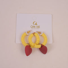 Heart Shape Women Earring Red