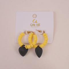 Heart Shape Women Earring Black