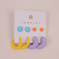 Woman Multi Color Earring 8 Pcs Set